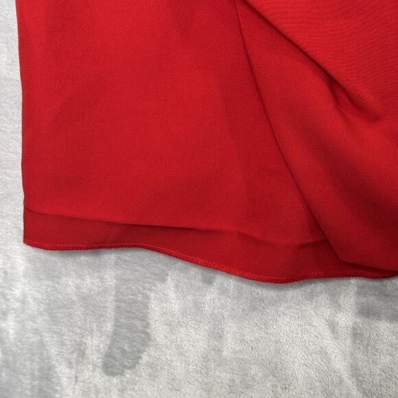 Gianni Bini Dress Womens 0 Red Sleeveless Ruched Wrap Front Mini Cocktail Formal - Picture 7 of 12